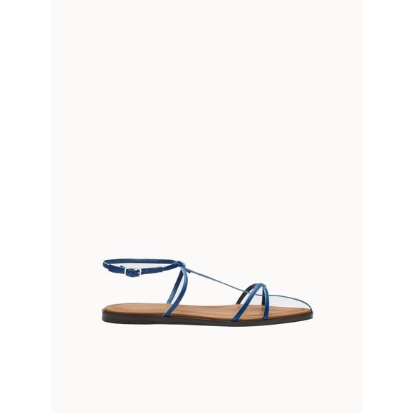 NEW ATP ATELIER women's griante nappa strappy flat sandal in oltremare